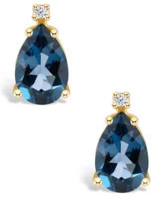 London Blue Topaz (2-1/10 ct. t.w.) and Diamond Accent Stud Earrings in 14K Yellow Gold or 14K White Gold