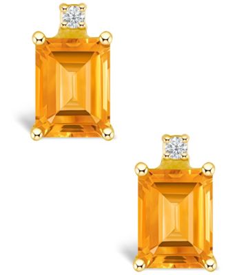 Citrine (1-1/10 ct. t.w.) and Diamond Accent Stud Earrings in 14K Yellow Gold or 14K White Gold