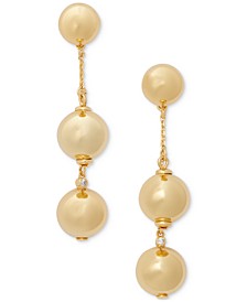 Gold-Tone Pavé & Bead Linear Drop Earrings