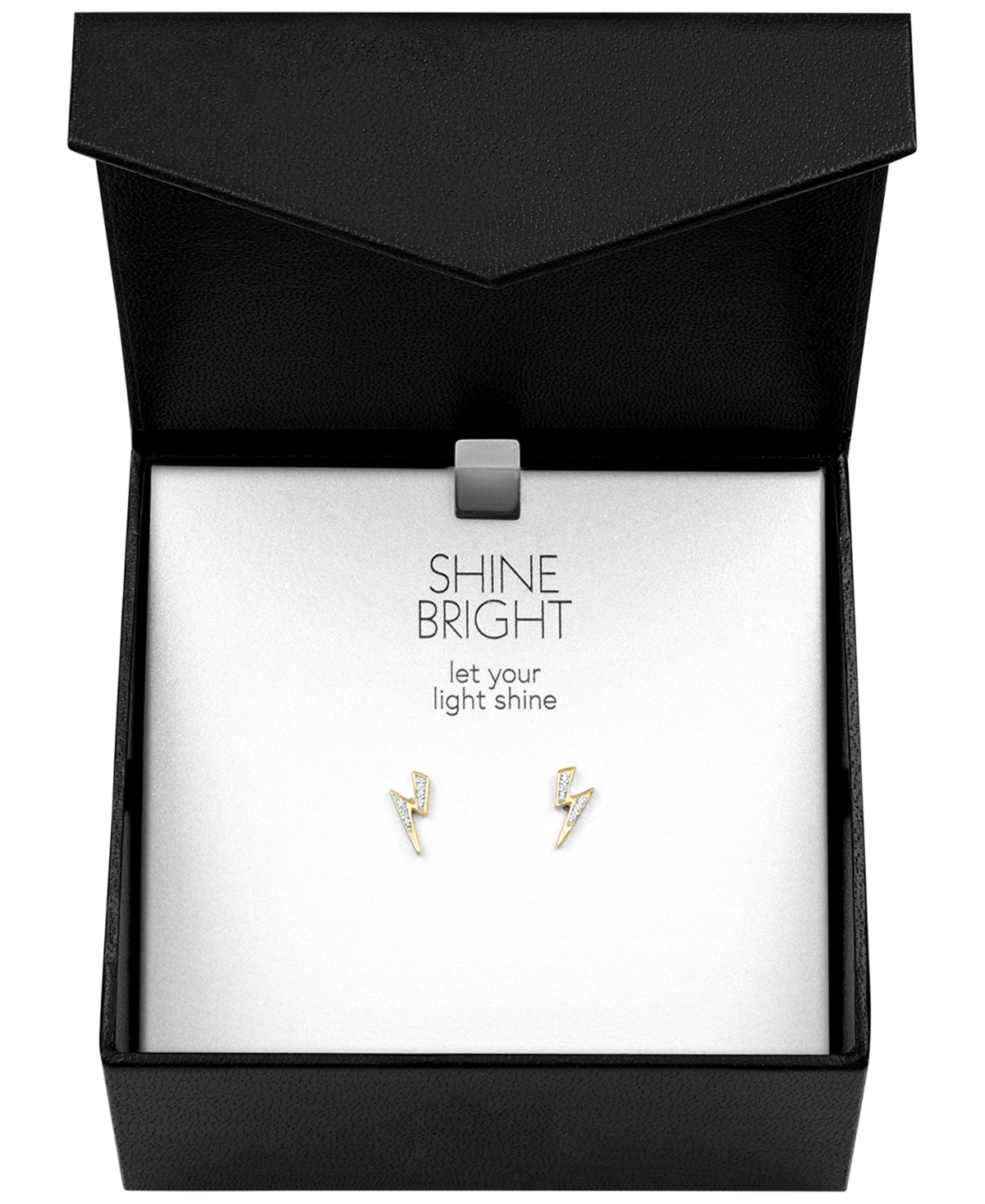 Diamond Accent Lightning Bolt Stud Earrings in 14k Gold-Plated Sterling Silver - Gold-Plated Sterling Silver