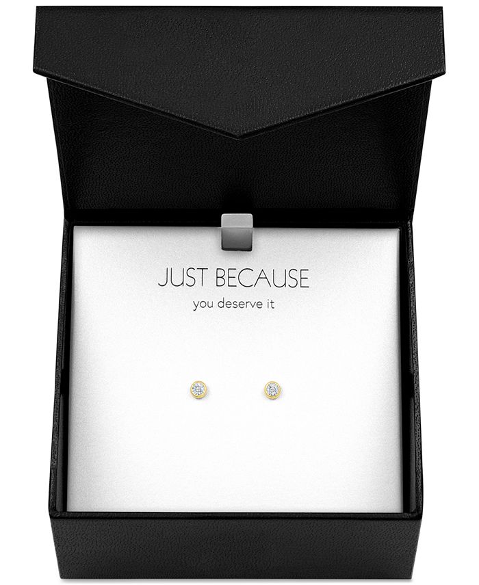 Macy's Diamond Accent Stud Earrings in 14k GoldPlated Sterling Silver