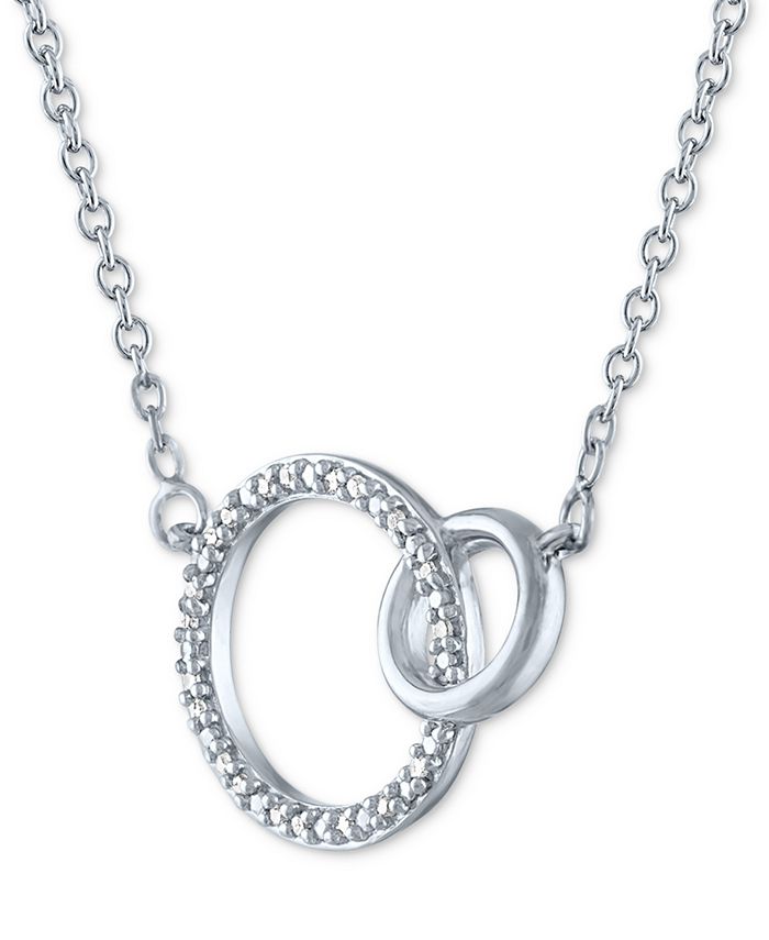 Macy's Diamond Accent Interlocking Circles Pendant Necklace in Sterling ...