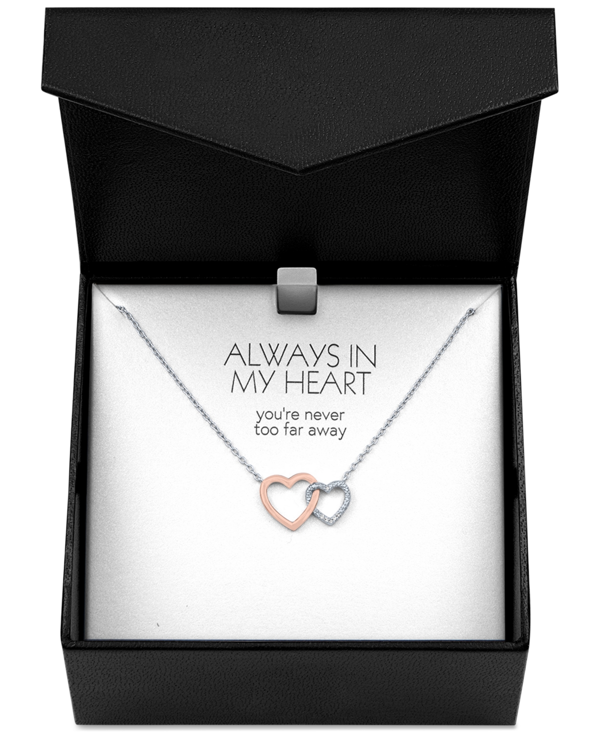 Diamond Accent Double Heart Pendant Necklace & 14k Rose Gold-Plate, 16