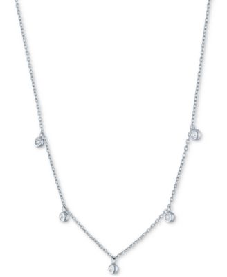 Diamond Accent Dangle Necklace in Sterling Silver or 14k Gold-Plated Sterling Silver, 16" + 2" extender