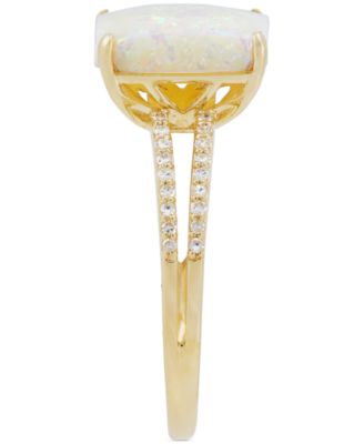 Opal (1-3/4 ct. t.w.) & Diamond (1/10 ct. t.w.) Ring in 14k Gold