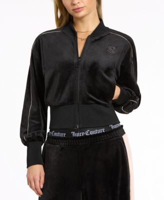 Juicy Couture Crop Bomber Jacket in Liquorice