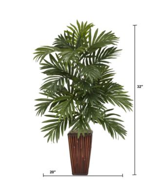 Areca Palm w/ Bamboo Vase Silk Plant