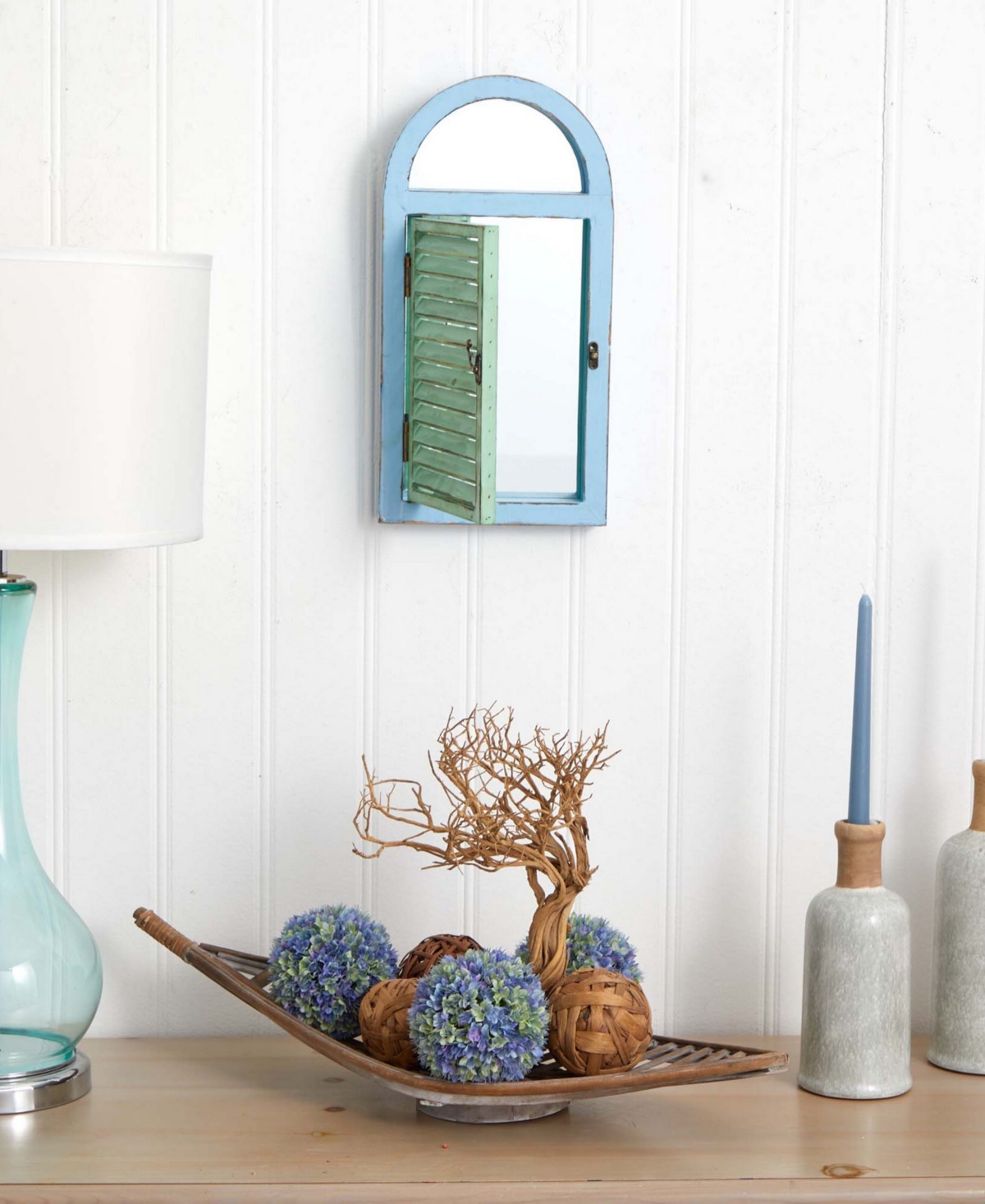 Nearly Natural Vintage-Style Window Shutter & Mirror Wall Decor