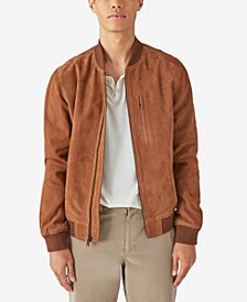 Men's Suede Bomber Genuine Leather Shell Jacket