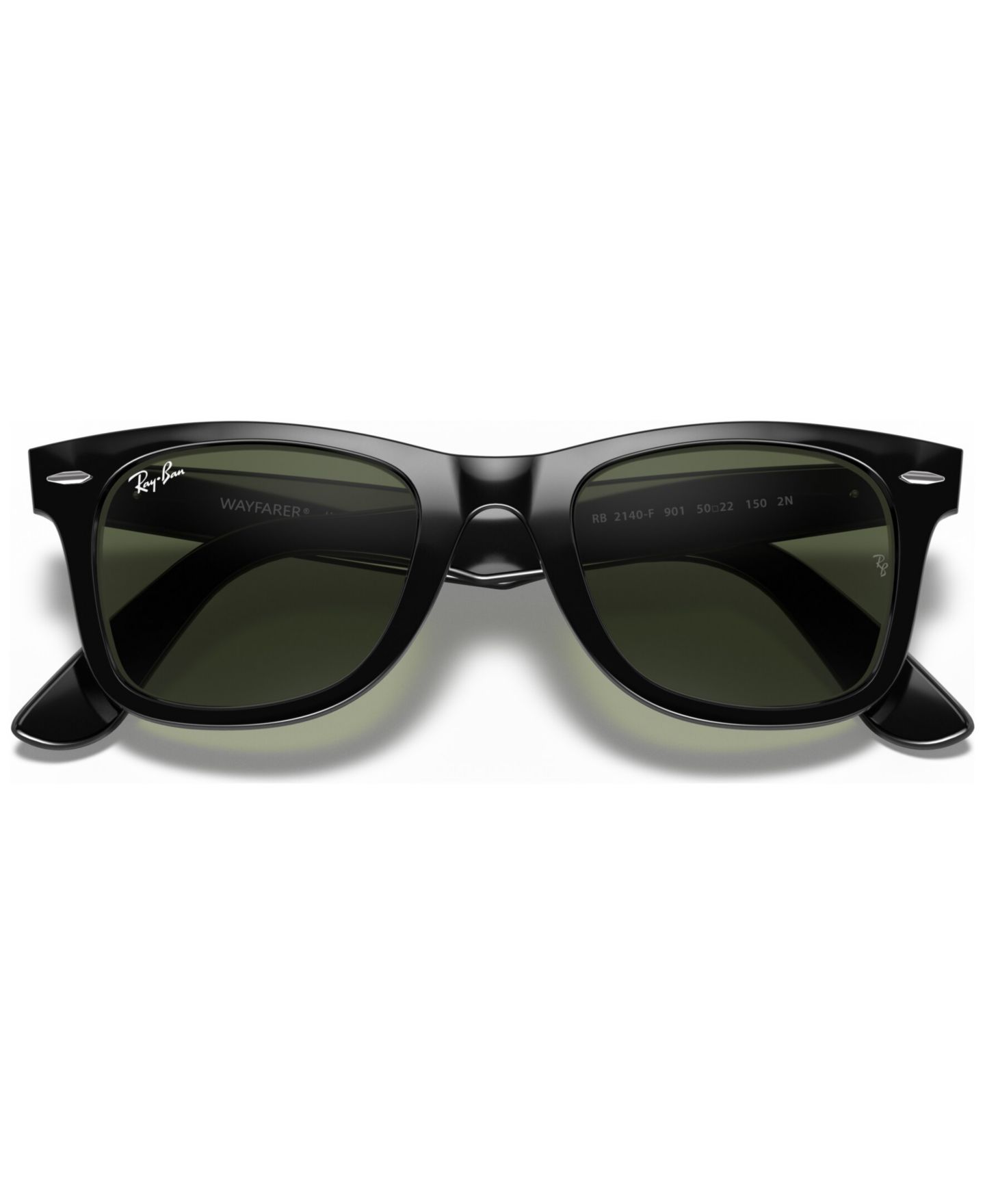 Солнцезащитные очки Ray-Ban Unisex Low Bridge Fit Sunglasses, RB2140F Original Wayfarer Classic 54, цвет: Чёрный — фото 5