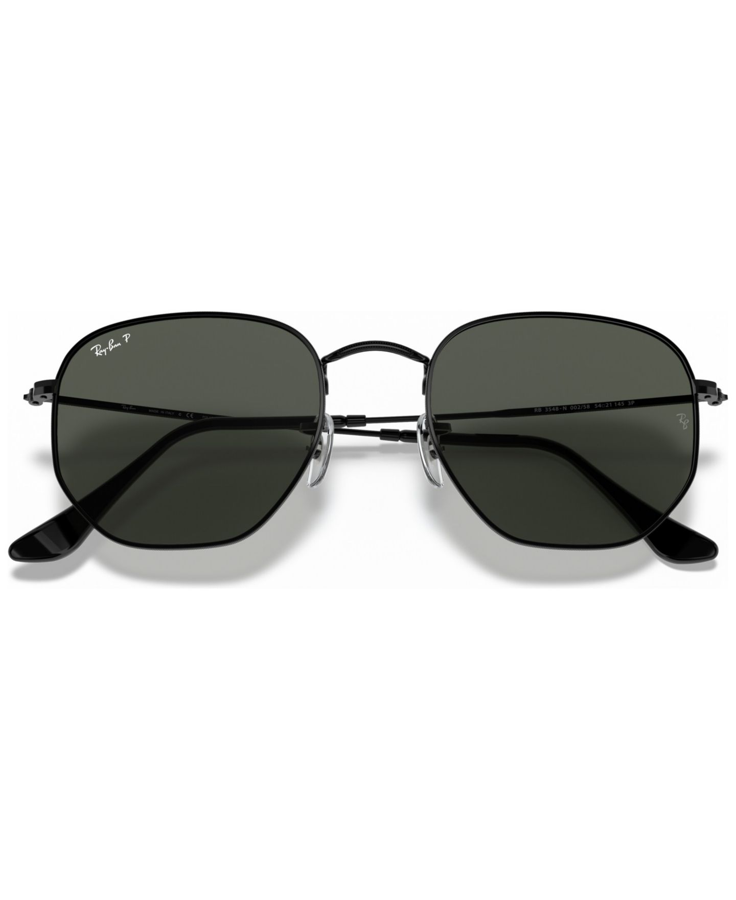 Солнцезащитные очки Ray-Ban Unisex Geometric Polarized Metal Sunglasses, RB3548N, цвет: Чёрный / Зелёный — фото 5