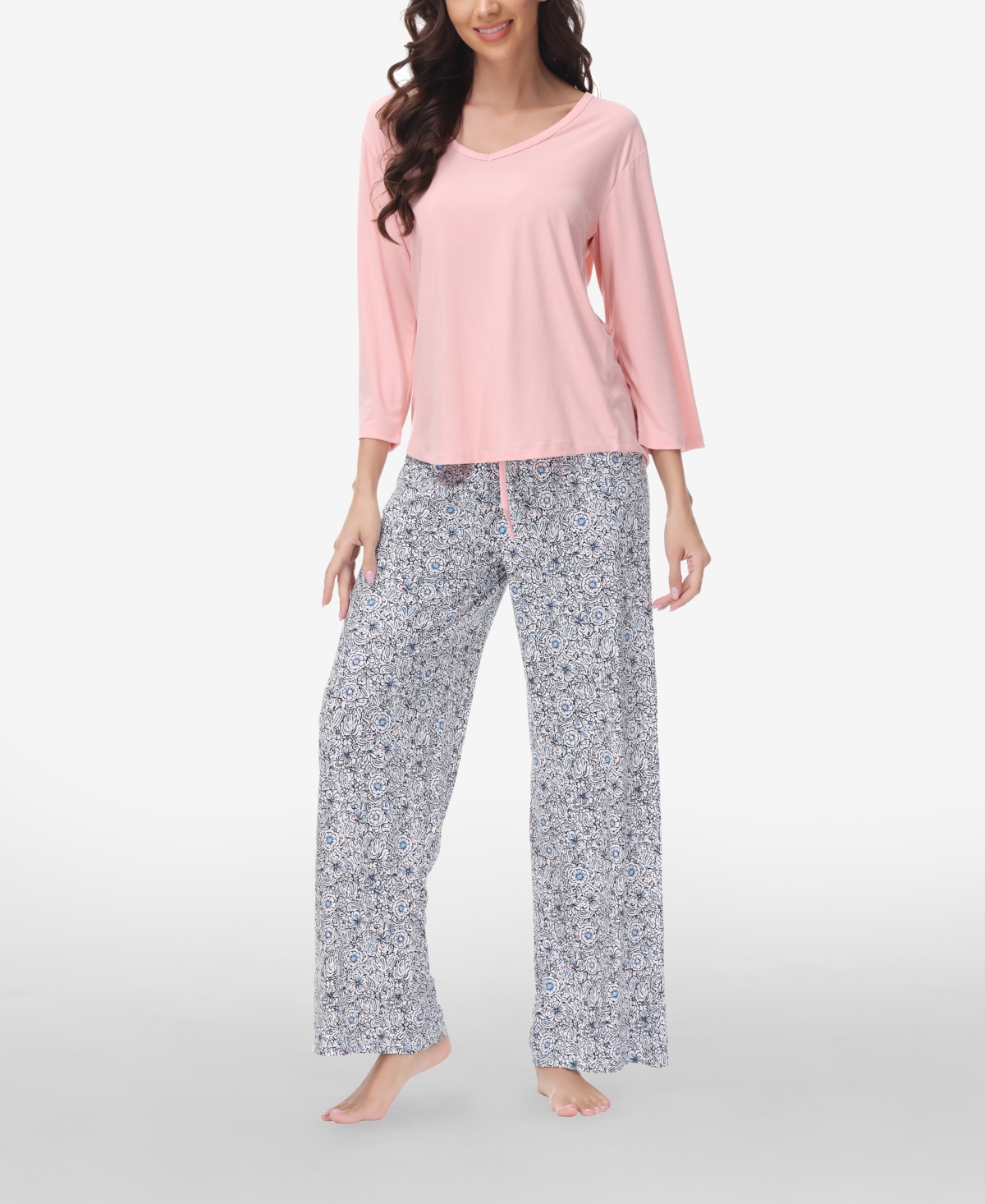 Ink+Ivy Women's Drop Sleeve Top with Wide Leg Lounge Pant Set, 2 Piece