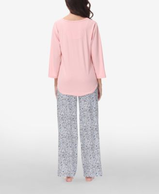 Women's Drop Sleeve Top with Wide Leg Lounge Pant Set, 2 Piece