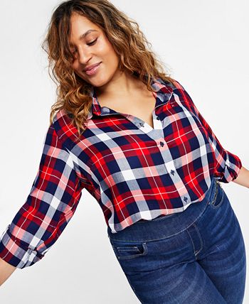 Tommy hilfiger red plaid clearance shirt