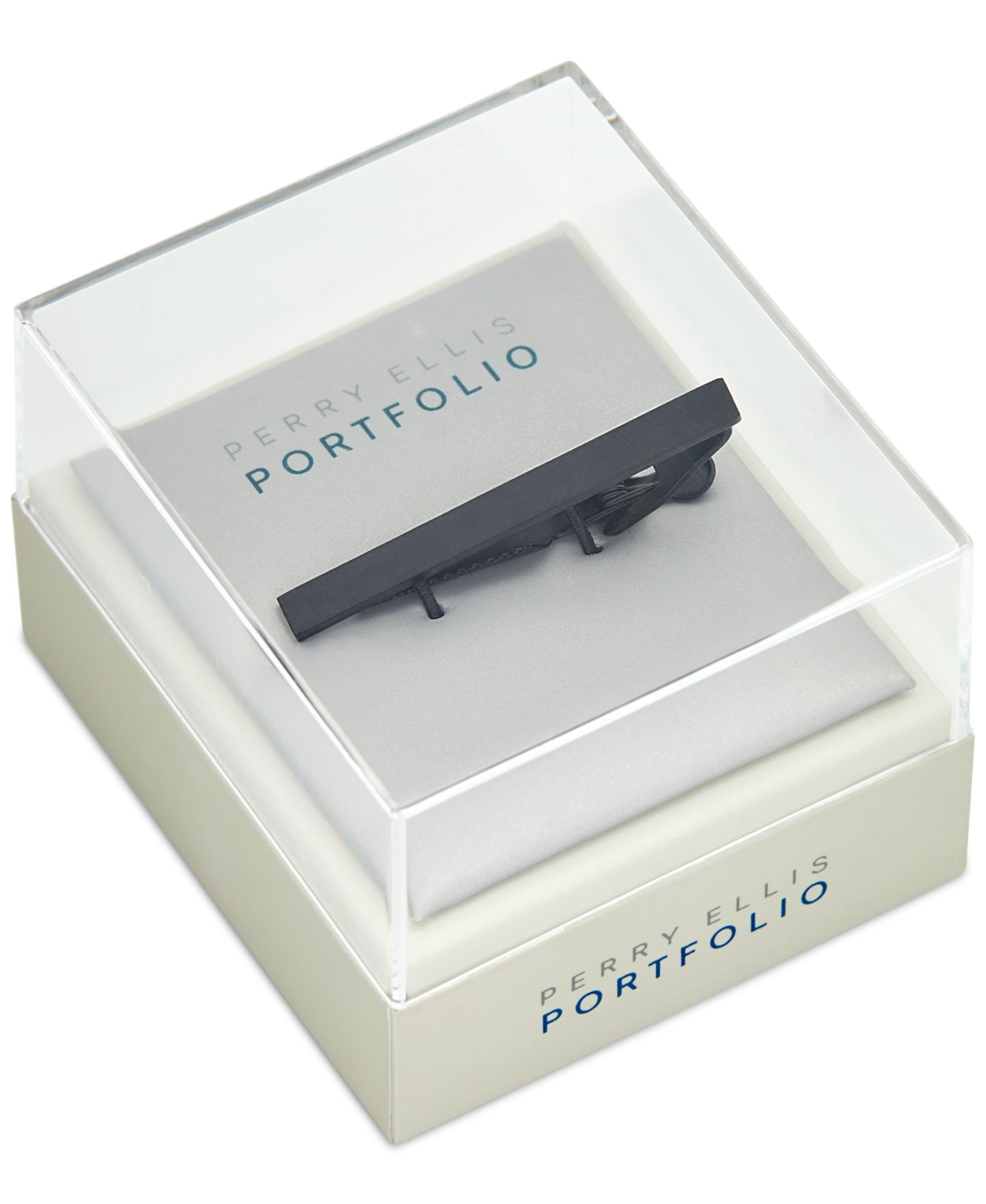 Мужской зажим для галстука Perry Ellis Portfolio, Black, цвет: Серебряный — фото 2