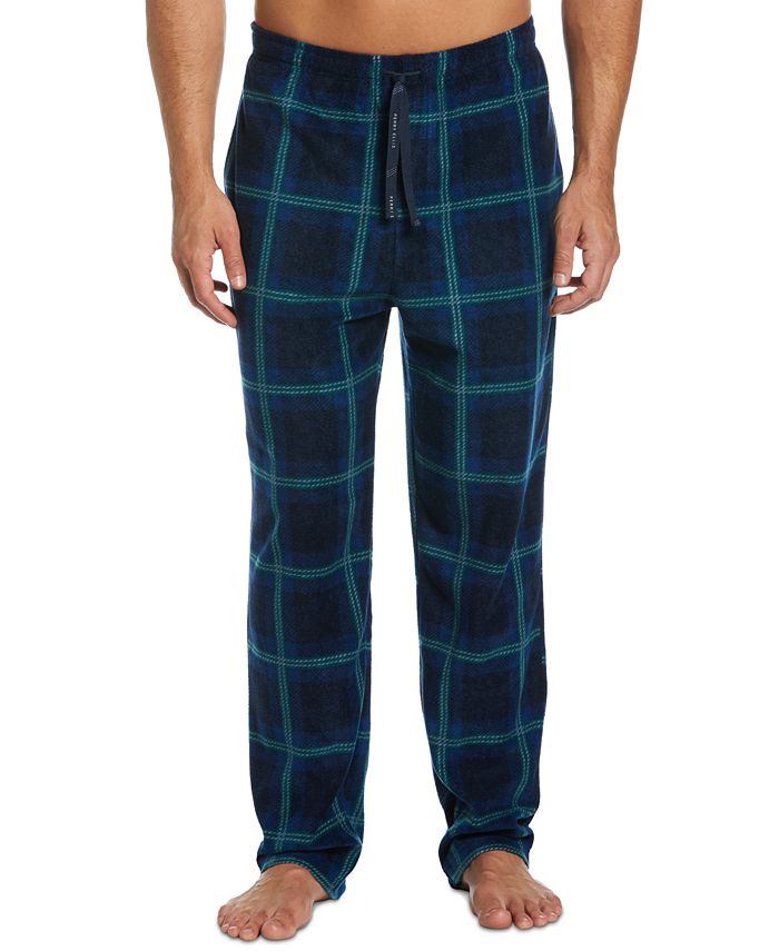 Perry Ellis Portfolio Men's Windowpane Plaid Textured Fleece Pajama ...