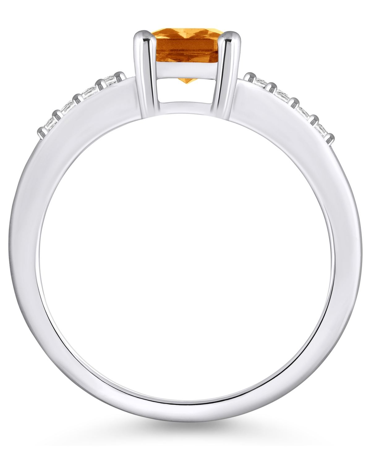 Citrine (1-5/8 ct .t.w.) and Diamond (1/8 ct .t.w.) Ring in 14K Yellow Gold