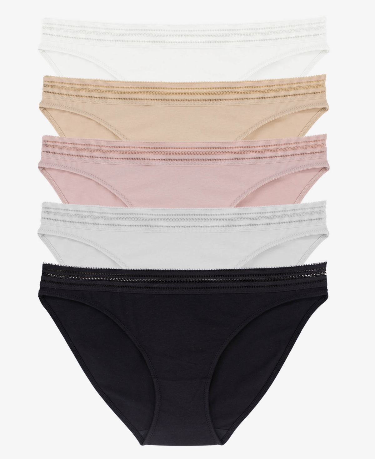 Women's Giana Hipster Panty Set, 5 Piece - Ivory, Beige, Pink, Gray, Black