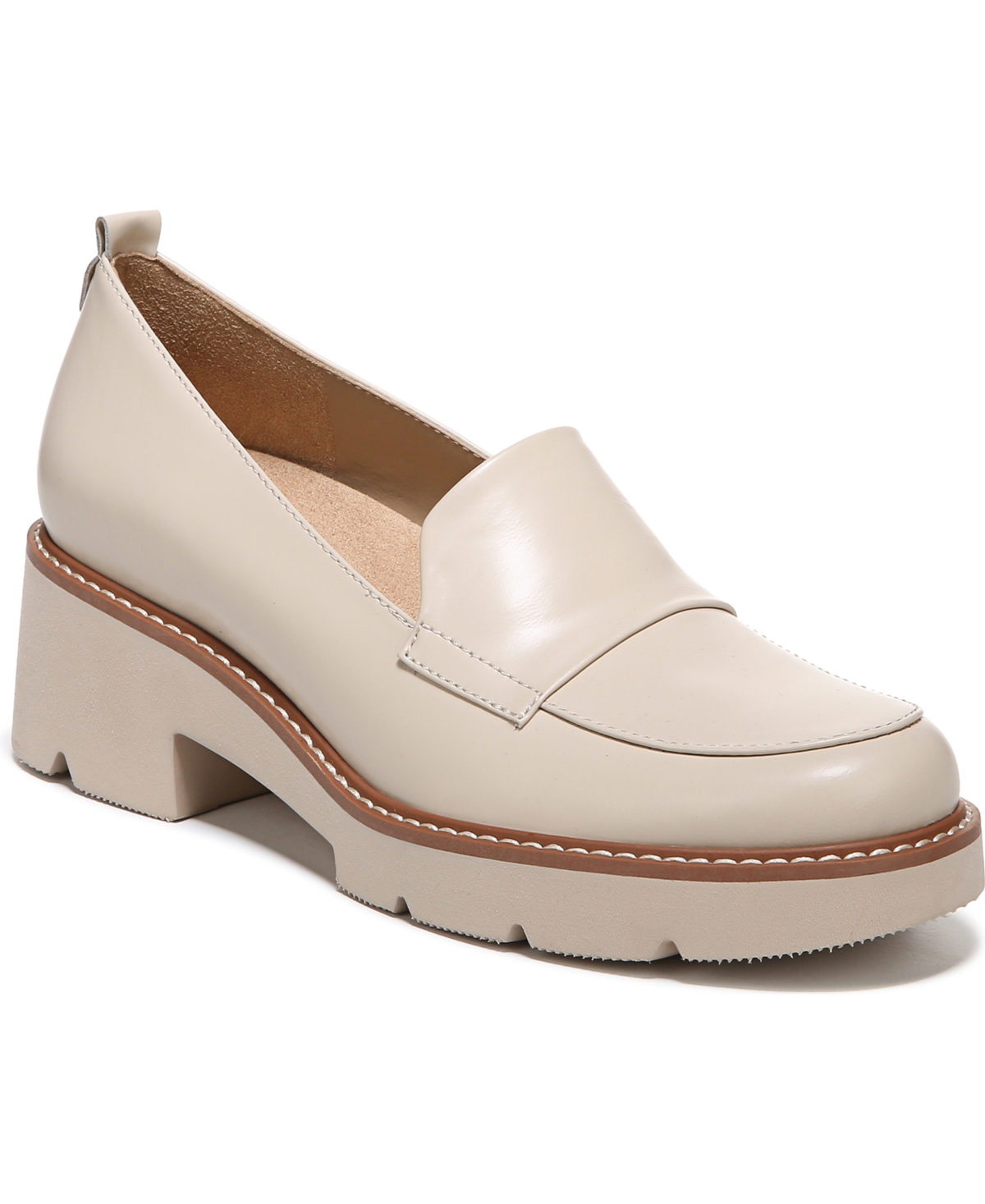 Naturalizer Adiline Womens Padded Insole Slip On Penny Loafers In Porcelain Leather