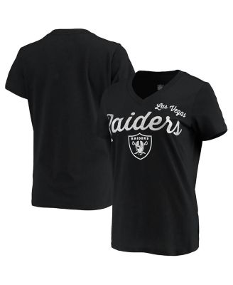 Women's G-III 4Her by Carl Banks Black Las Vegas Raiders Post Season Long  Sleeve V-Neck T-Shirt 