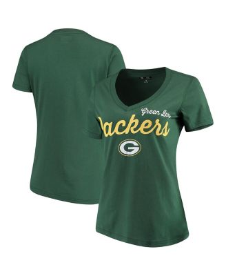 Women's G-III 4Her by Carl Banks Green Green Bay Packers Post Season Long  Sleeve V-Neck T-Shirt