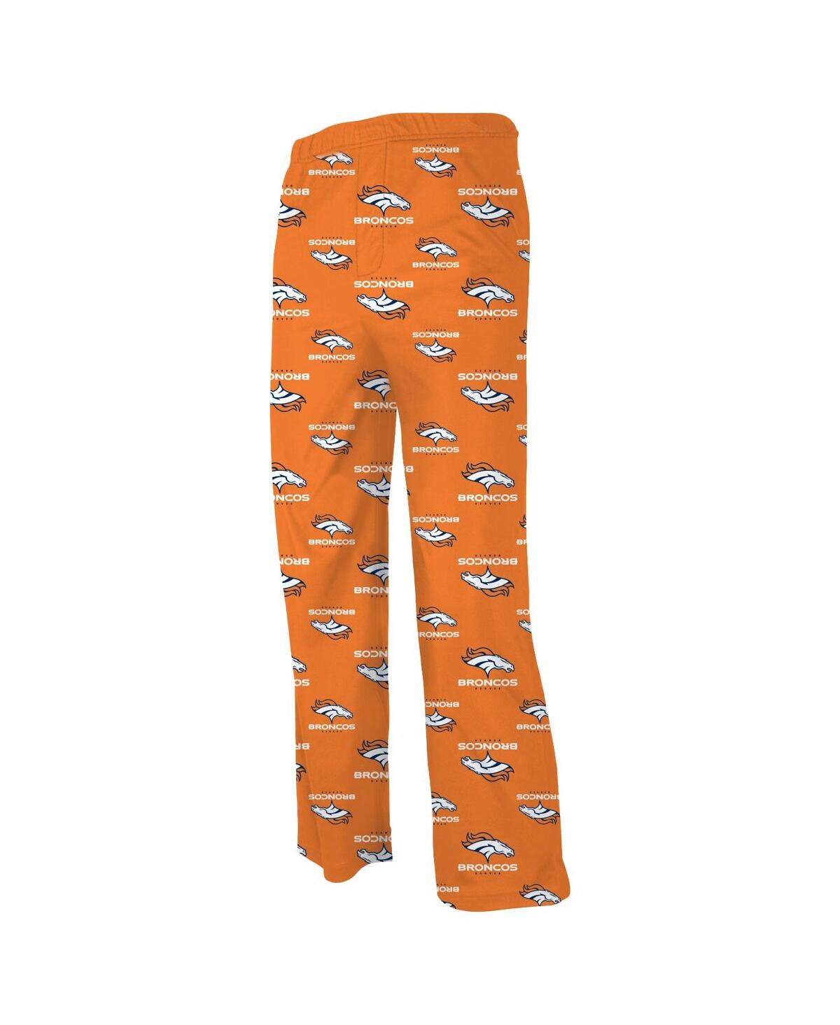 Outerstuff Babies' Preschool Boys And Girls Denver Broncos Allover Logo Orange Flannel Pajama Pants