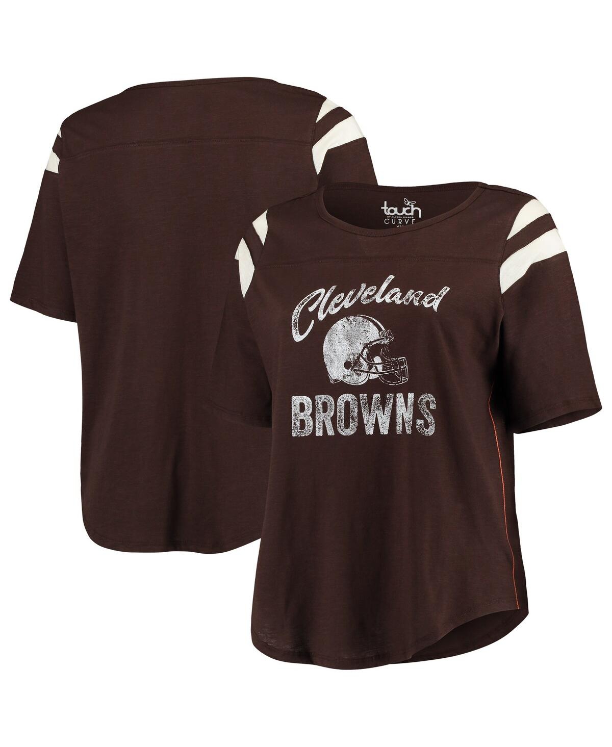Touché Women's Touch Brown Cleveland Browns Plus Size Curve Touchdown Half-sleeve T-shirt