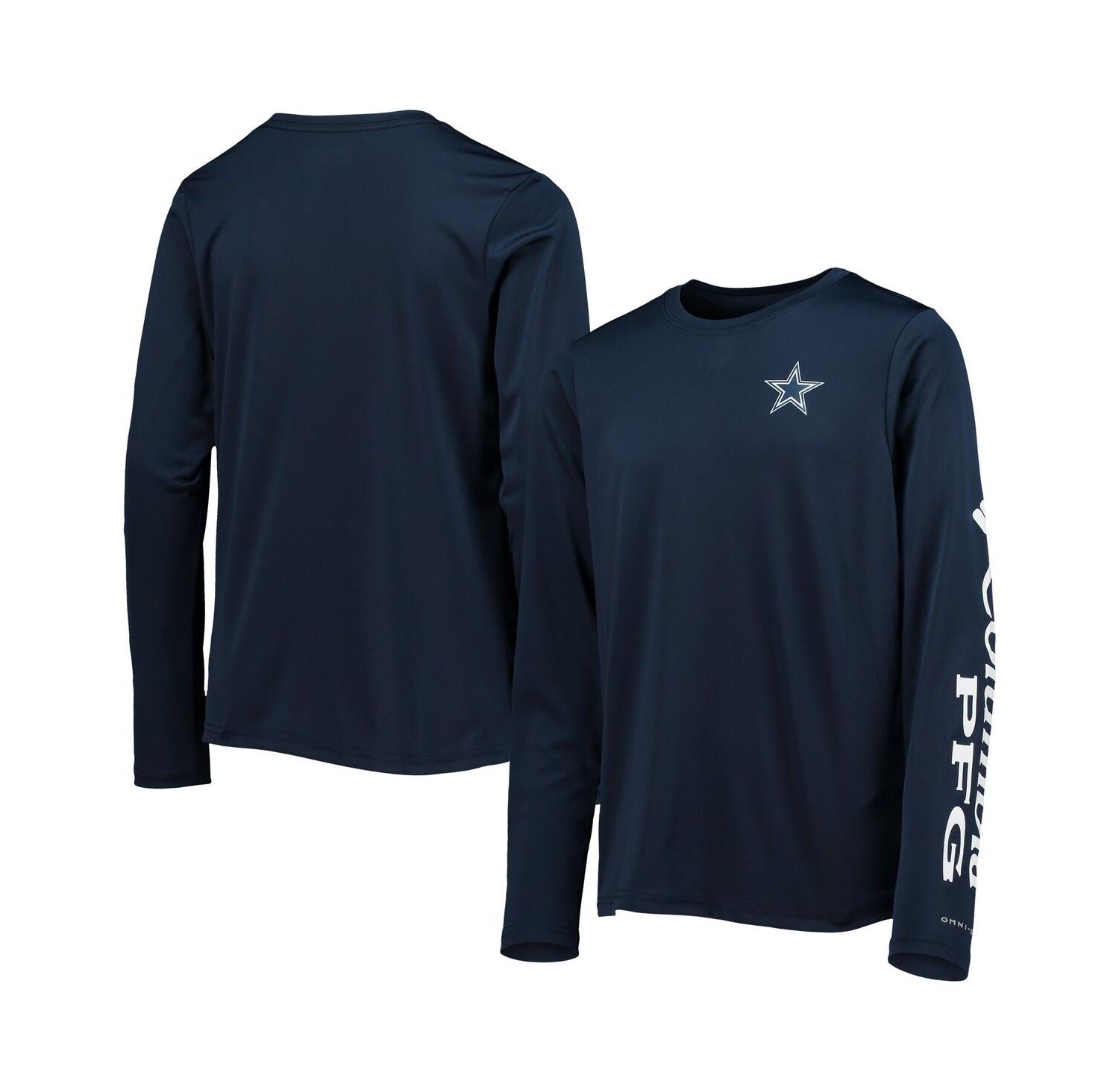 Big Boys Navy and White Dallas Cowboys Terminal Tackle Omni-Shade Long Sleeve T-shirt