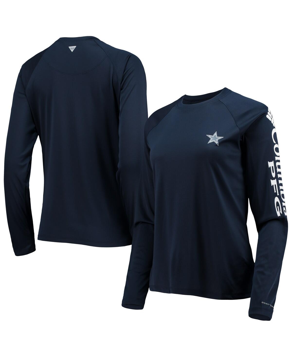Columbia Women's Columbia Navy and White Dallas Cowboys Tidal Omni-Shade Raglan Long Sleeve T-shirt