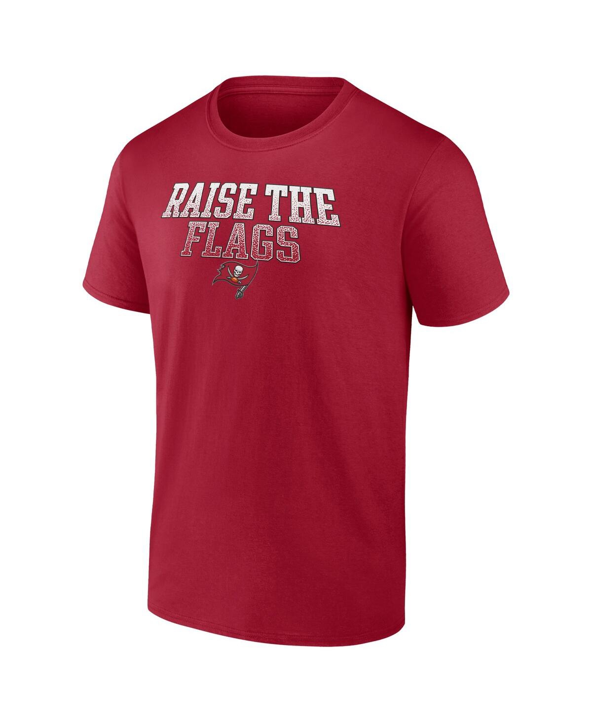 Shop Fanatics Men's  Red Tampa Bay Buccaneers Raise The Flags Heavy Hitter T-shirt