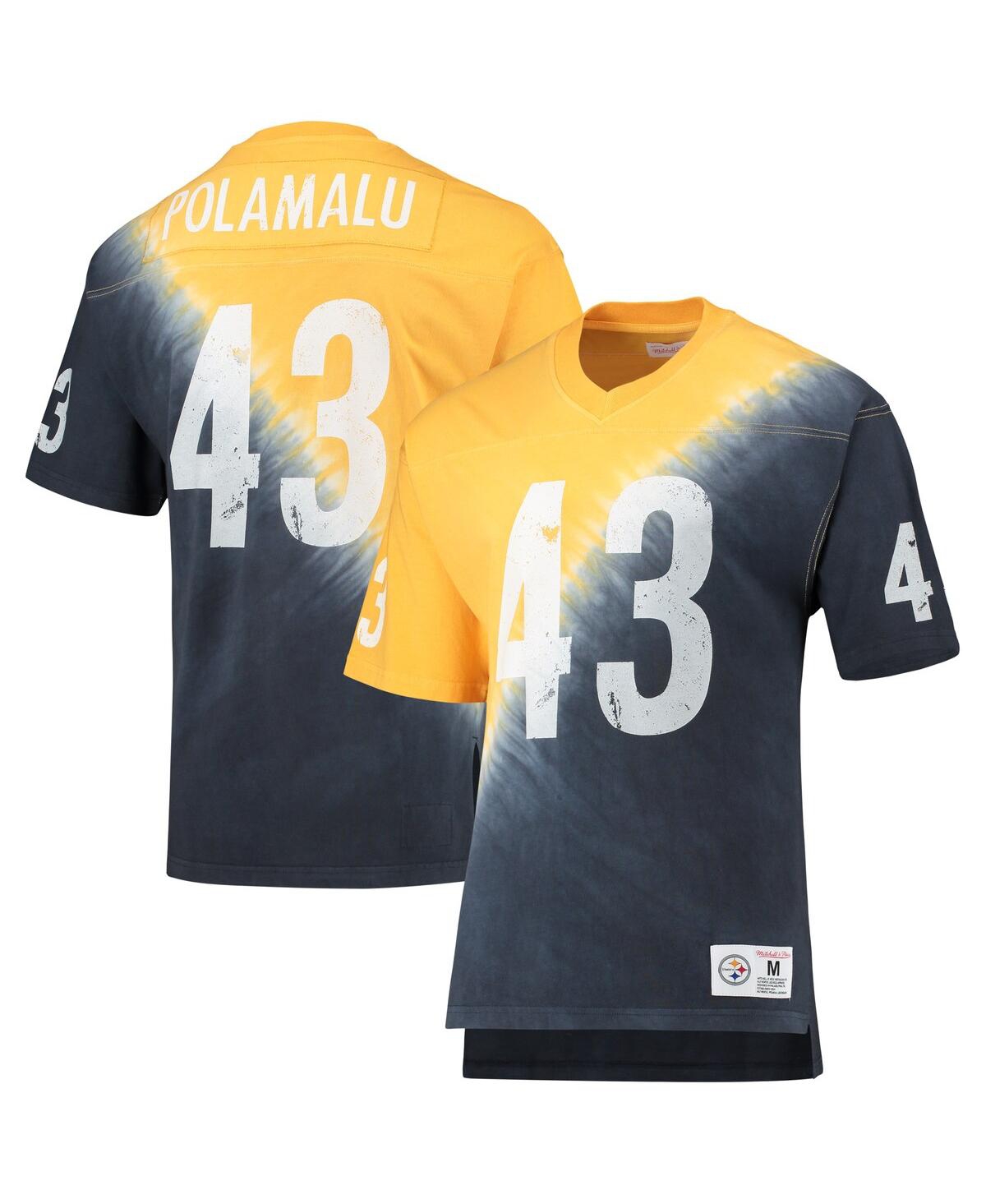 Mitchell & Ness Troy Polamalu Gold/black Pittsburgh Steelers Retired Player Name & Number Diagonal T In Gold,black