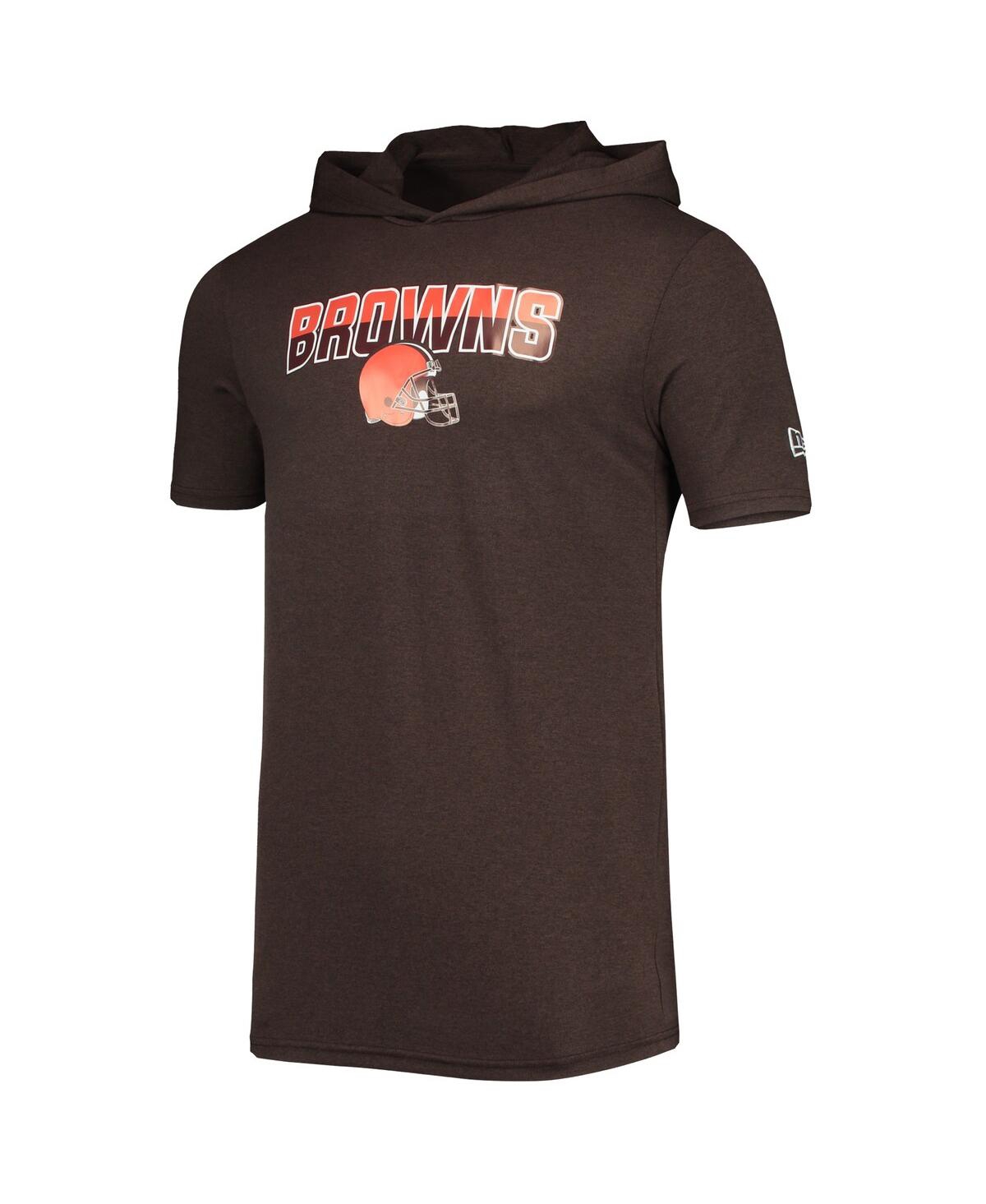 NEW ERA MEN'S NEW ERA HEATHERED BROWN CLEVELAND BROWNS TEAM BRUSHED HOODIE T-SHIRT 