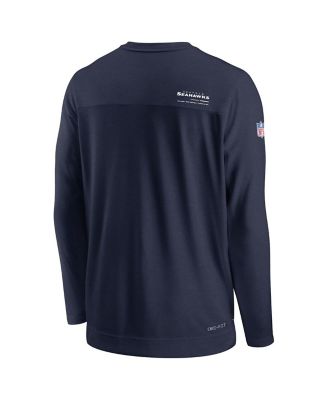 Men's College Navy Seattle Seahawks 2022 Sideline Coach Chevron Lock Up Performance Long Sleeve T-shirt
