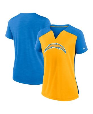 Women's Nike Gold/Powder Blue Los Angeles Chargers Impact Exceed Performance Notch Neck T-Shirt Size: Large