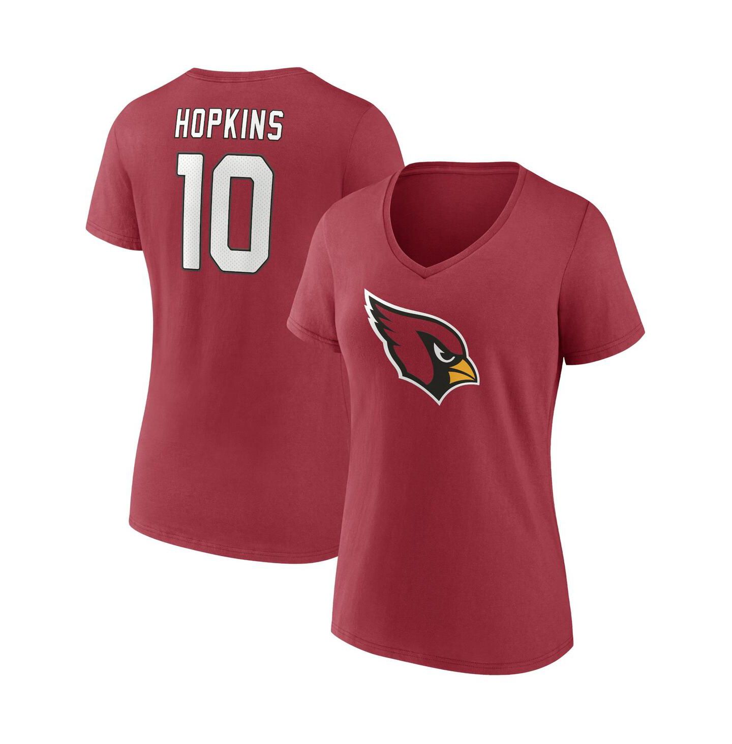 Женская футболка Fanatics DeAndre Hopkins Cardinal Arizona Cardinals Player Icon Name and Number V-Neck — фото 1