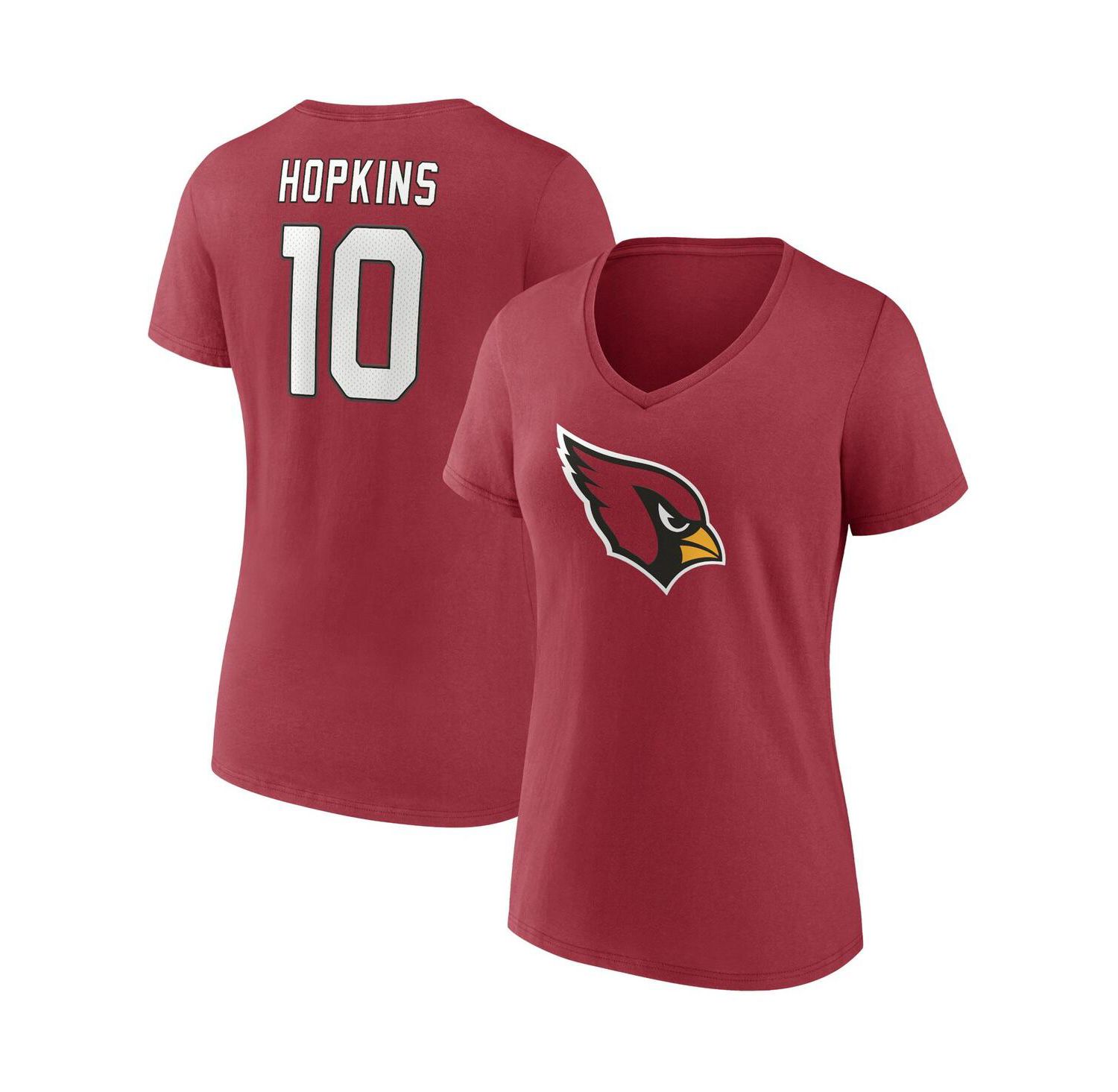 Women's DeAndre Hopkins Cardinal Arizona Cardinals Player Icon Name and Number V-Neck T-shirt