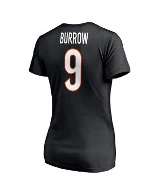 Women's Joe Burrow Black Cincinnati Bengals Player Icon Name and Number V-Neck T-shirt