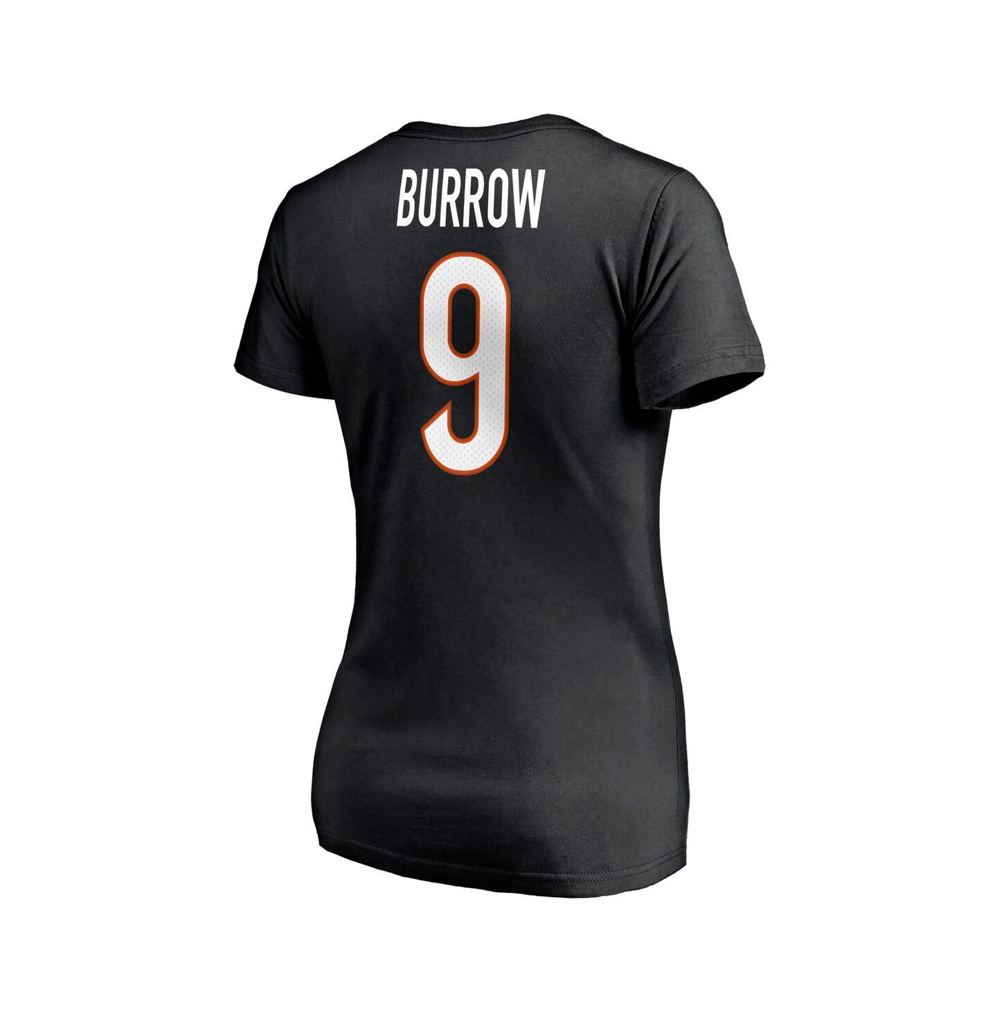 Женская футболка Fanatics Joe Burrow Black Cincinnati Bengals Player Icon Name and Number V-Neck — фото 4