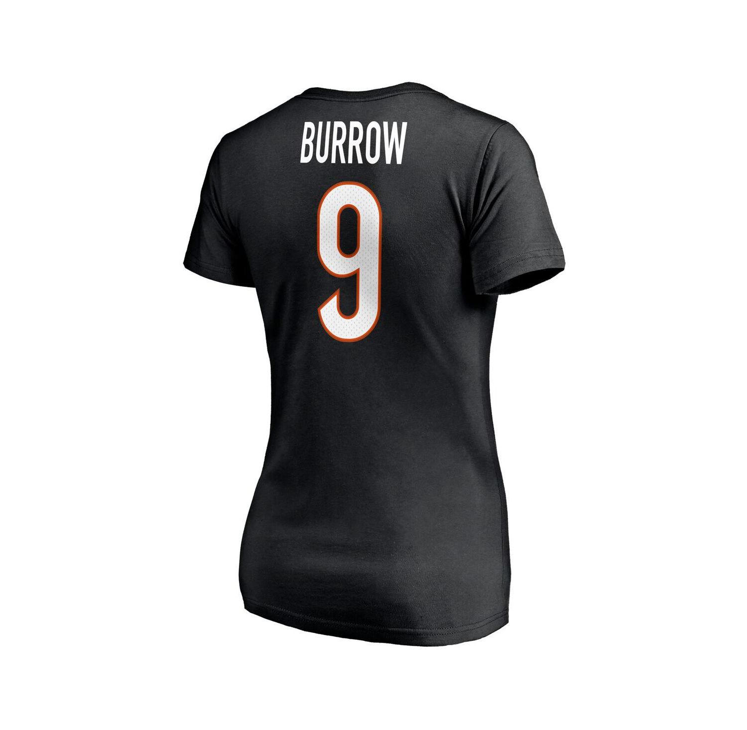 Women's Joe Burrow Black Cincinnati Bengals Player Icon Name and Number V-Neck T-shirt