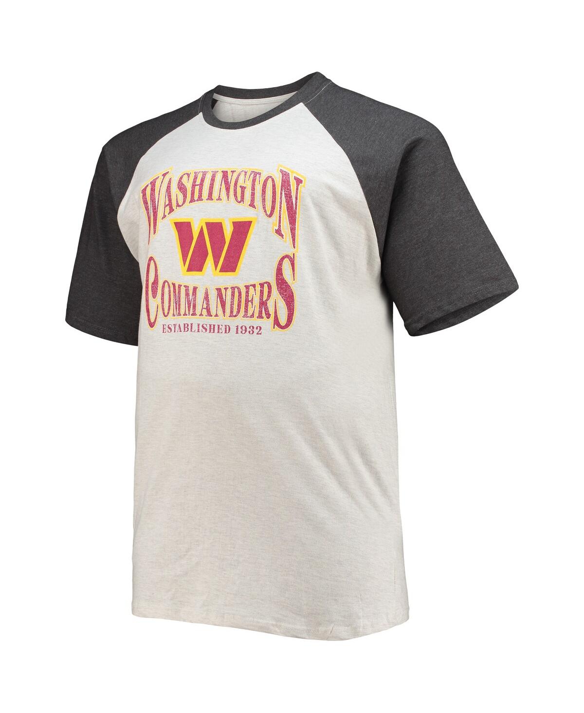 Men's Fanatics Heathered Charcoal Washington Commanders Big and Tall Wordmark Raglan T-shirt - Heathered Charcoal