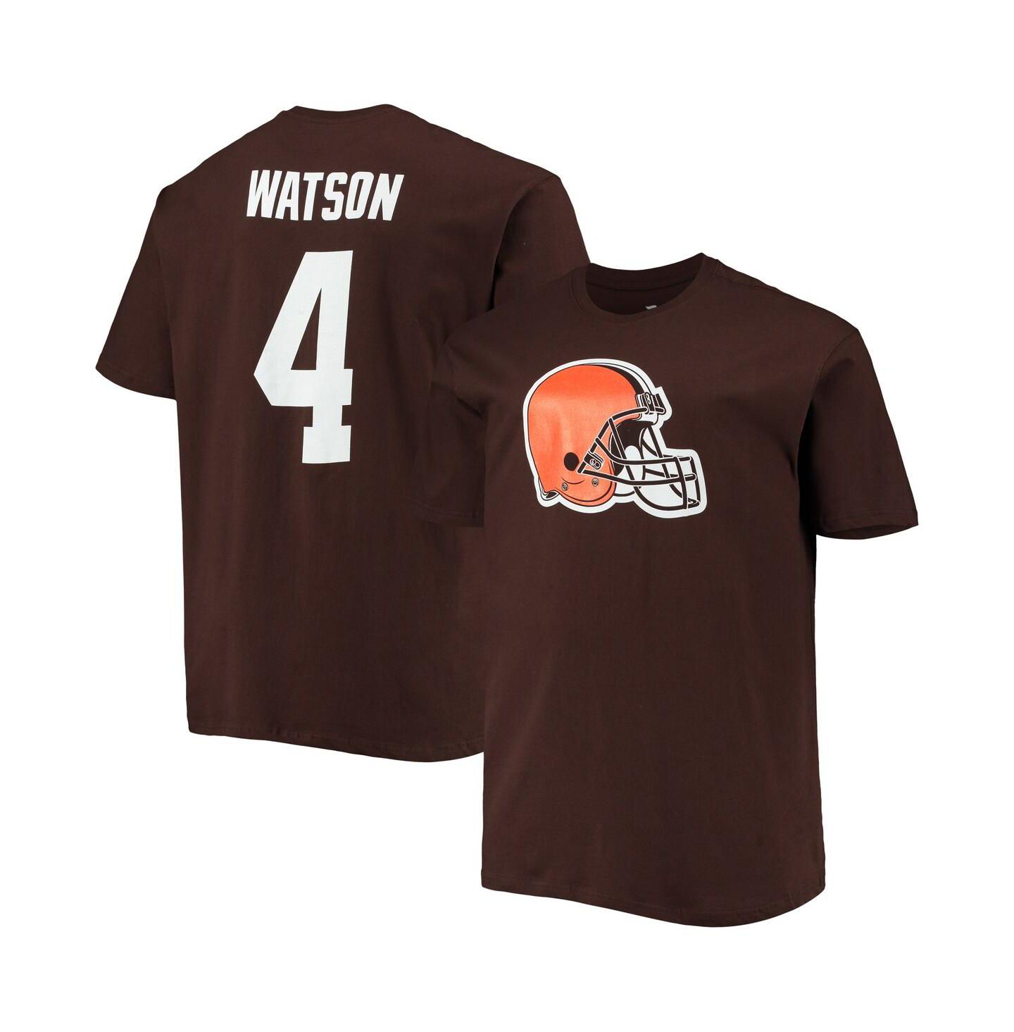 Мужская футболка Fanatics Deshaun Watson Brown Cleveland Browns Big and Tall Player Name and Number — фото 2