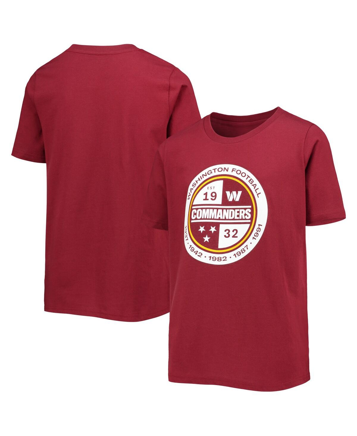 Outerstuff Kids' Big Boys Burgundy Washington Commanders Secondary Logo T-shirt