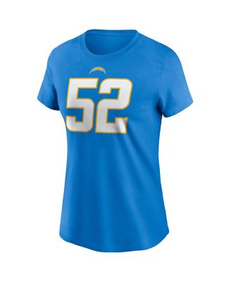 Women's Khalil Mack Powder Blue Los Angeles Chargers Player Name & Number T-shirt