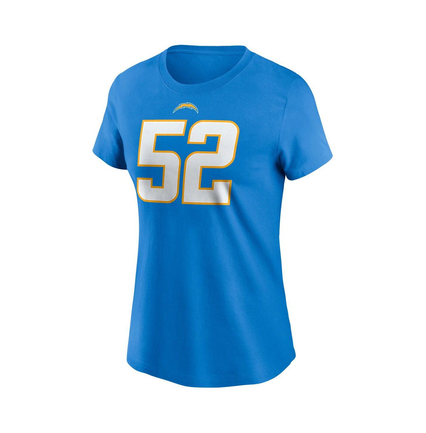 Женская футболка Nike Khalil Mack Powder Blue Los Angeles Chargers Player Name & Number — фото 3