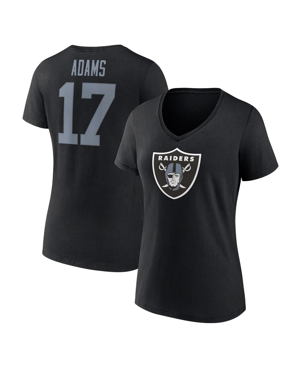 Shop Fanatics Women's  Davante Adams Black Las Vegas Raiders Player Icon Name And Number V-neck T-shirt