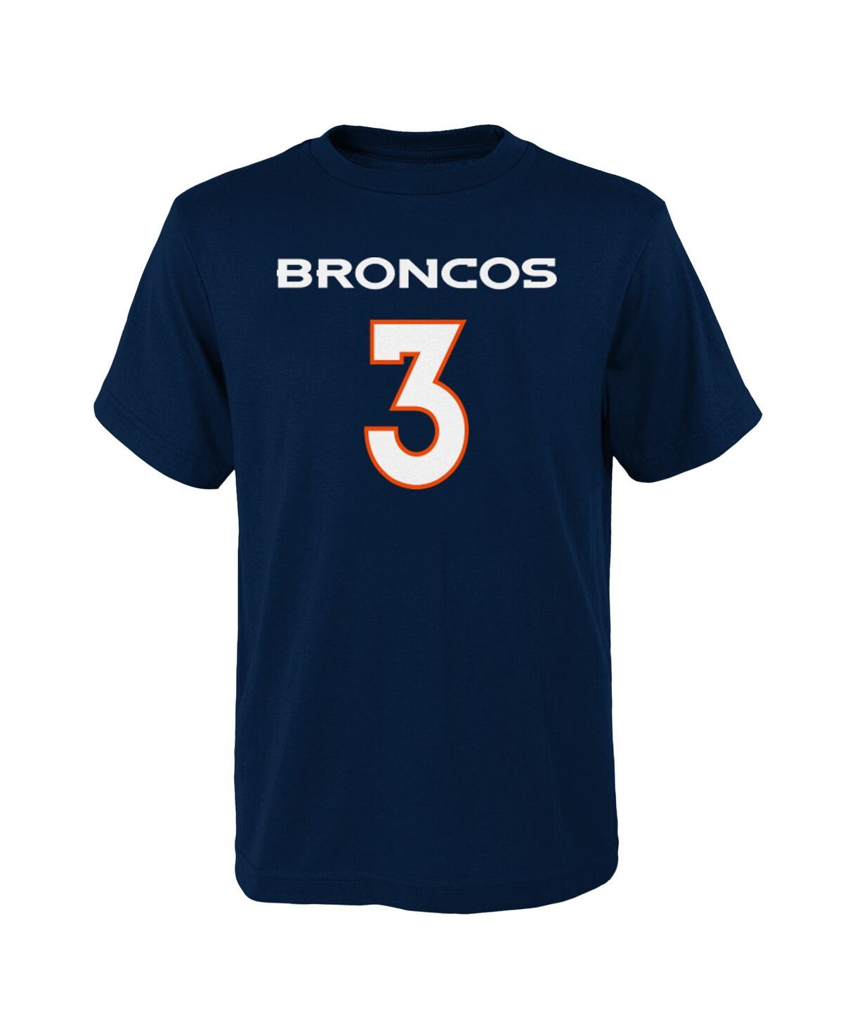 Outerstuff Big Boys Russell Wilson Navy Denver Broncos Mainliner Player Name And Number T-shirt In Navy