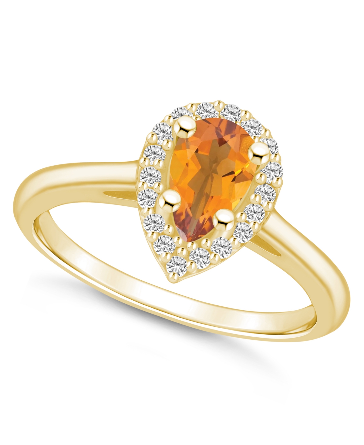 Macy's Citrine (7/8 Ct. T.w.) And Diamond (1/5 Ct. T.w.) Halo Ring In 14k Yellow Gold In Orange