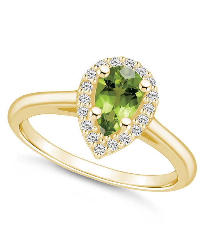 Macy's Peridot (1 ct. t.w.) and Diamond (1/5 ct. t.w.) Halo Ring in 14K