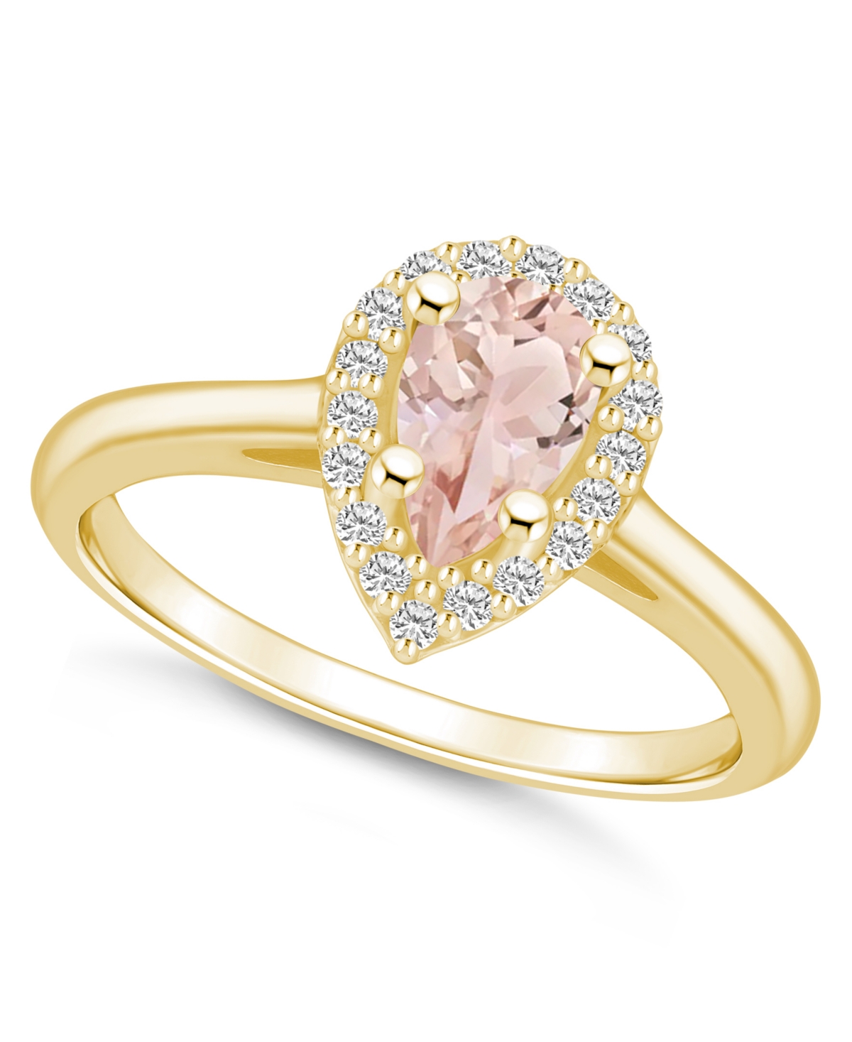 Macy's Morganite (1/2 Ct. T.w.) And Diamond (1/5 Ct. T.w.) Halo Ring In 14k Yellow Gold In Orange