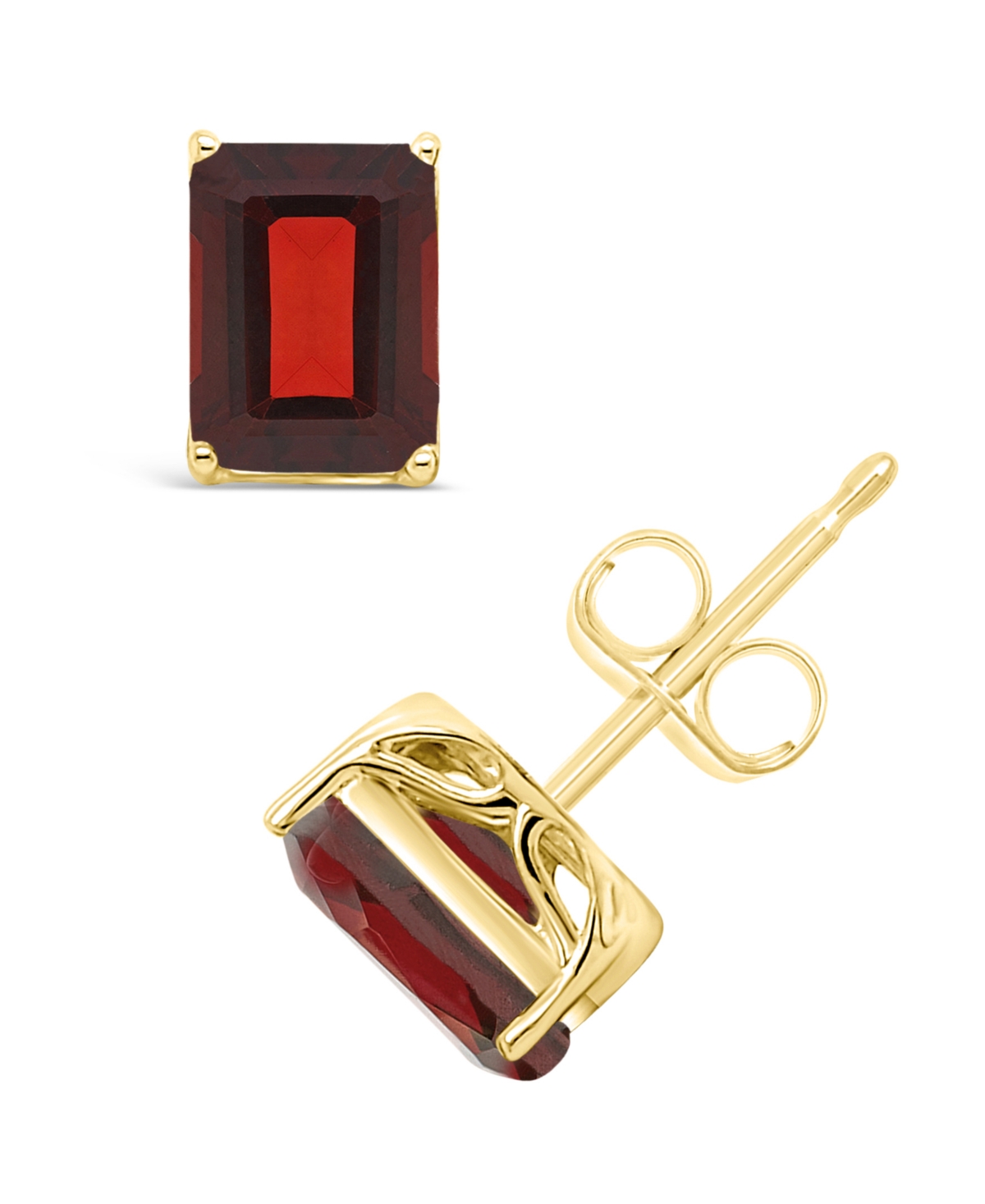 Macy's Garnet (3-7/8 Ct. T.w.) Stud Earrings In 14k Yellow Gold In Red